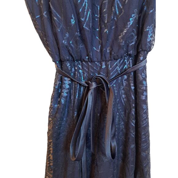 Angelina Faccenda Blue Sequence Geo Print Maxi Strappy Sz 10 - Picture 4 of 10